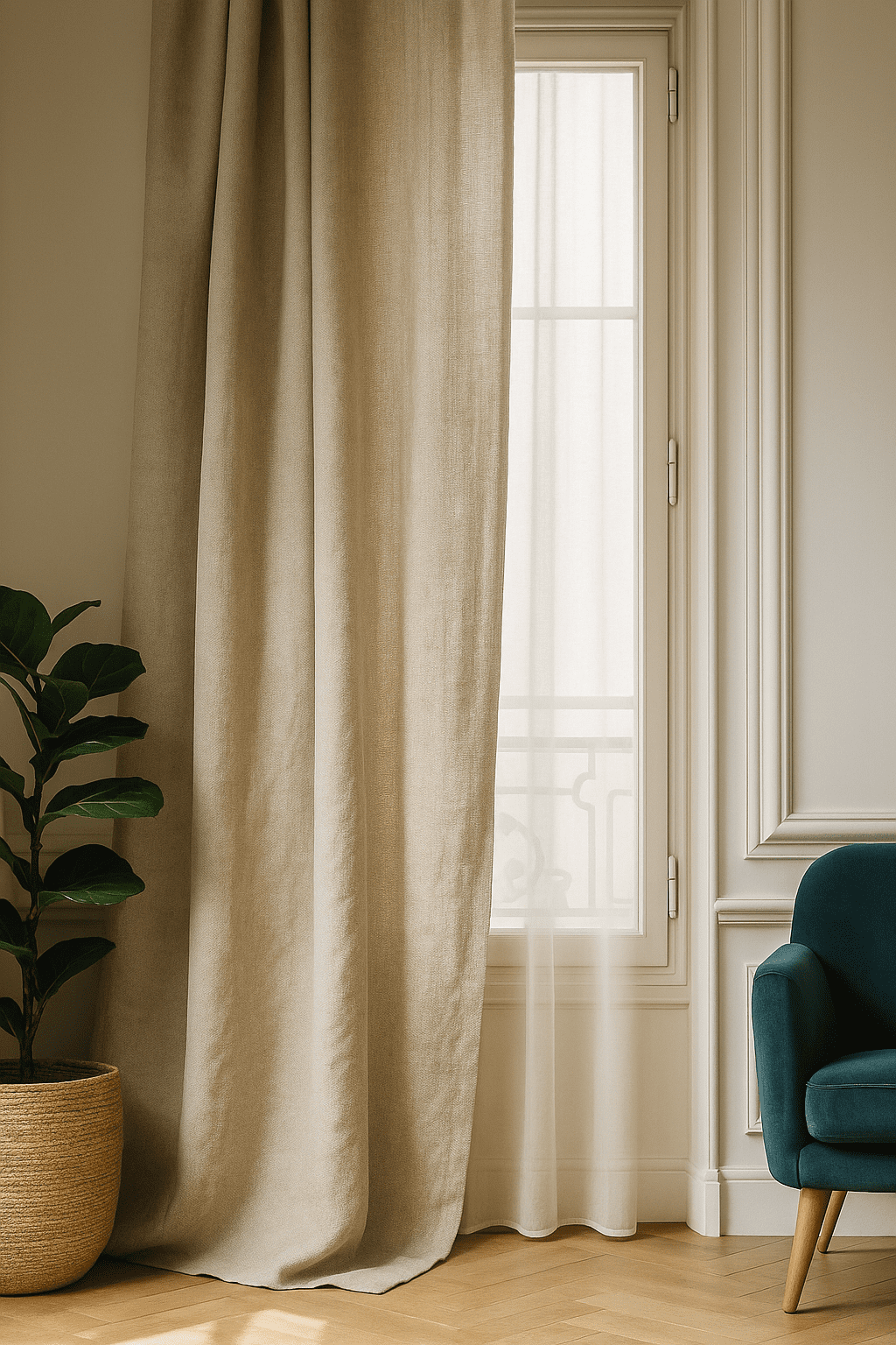 Rideaux beiges intérieur