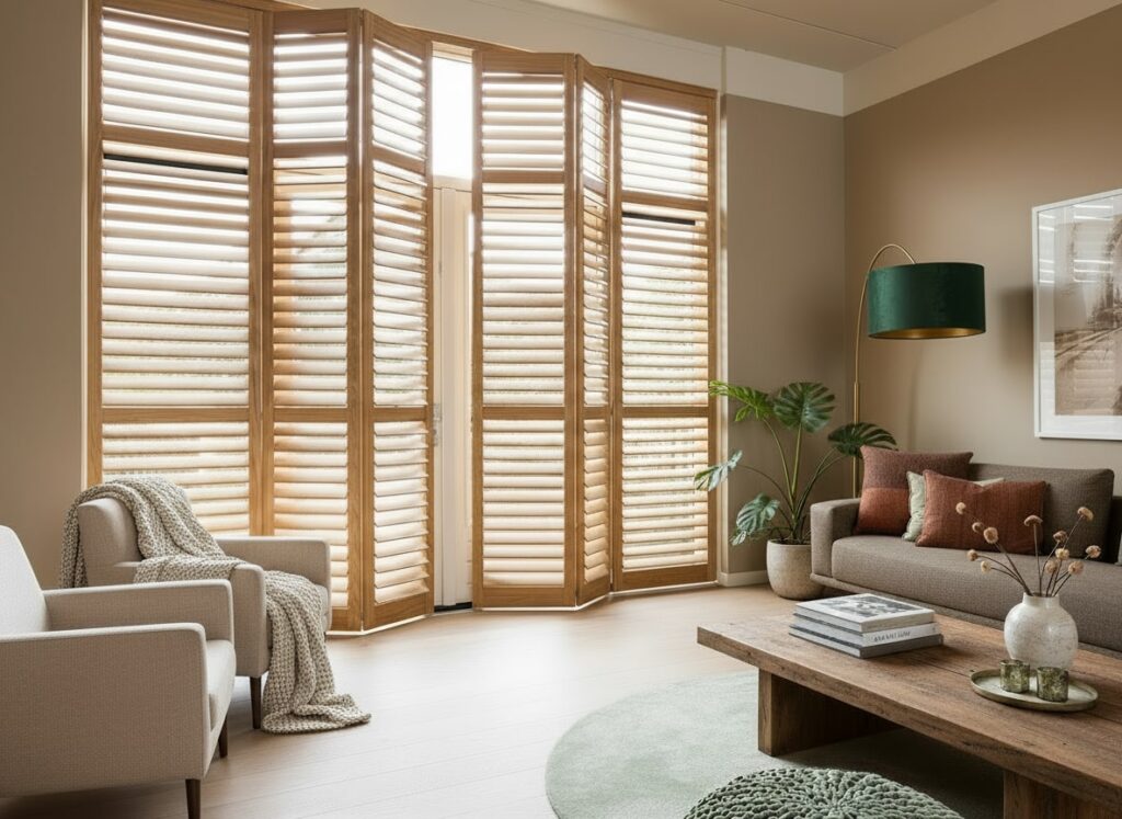 Shutters en bois salon intérieur